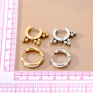 Poliertes Edelstahl-Ohrring-Set mit Strasssteinen in Gold- und Silberfarben Finish