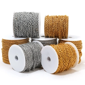 Stainless Steel Cross Cut Link Chain DIY Jewelry Making Accessories Bracelet Necklace Components Gold Silver Color