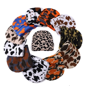 Women Winter Warm Acrylic Knit Beanie Hat Leopard Cow Camouflage Print Soft Stretchy Fashion Outdoor Coldproof Skull Cap