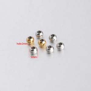 5mm stainless steel beads with 2mm hole for DIY jewelry making in gold and silver