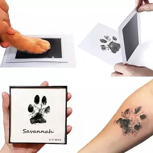 Inkless pet paw print kit for newborn babies and dogs with stamp pad and souvenir cards