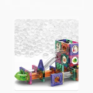 Colorful magnetic pipe marble run building blocks set with translucent track pieces