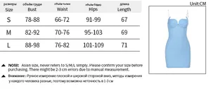 Detailed size chart for the off-shoulder mini dress with bust, waist and hip measurements