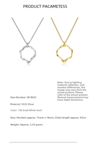Detail view of S925 sterling silver irregular wavy hoop pendants in gold and silver