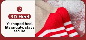 Detail of Y-shaped non-slip 3D heel design on Christmas knit cotton socks for children