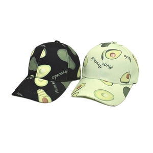 Casquettes de baseball noir et vert clair avec imprimé avocat et visière courbée classique