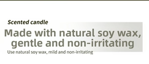Detail showcasing the natural soy wax composition and mild non-irritating features