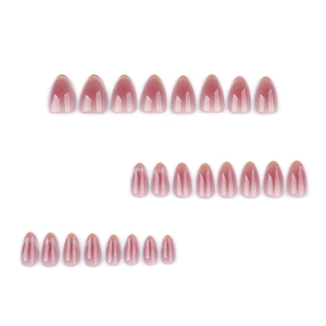 Faux ongles amande French Cat Eye rose scintillant avec finition dégradé ombré