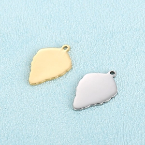 Mirror polished stainless steel leaf pendants in gold and silver for jewelry making