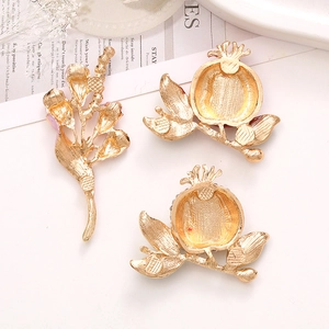 DIY gold pomegranate and flower tulip metal charms for phone case decoration