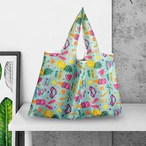 Foldable Shopping Bag Large Capacity Reusable Polyester Eco Friendly Grocery Tote Portable Washable Storage Handbag