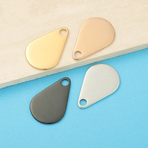 Water Drop Pendant Charms 304 Stainless Steel Mirror Polished 18K Gold Plated Blank Teardrop Tags DIY Jewelry Making