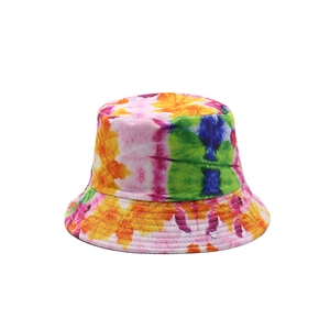 Colorful 3D tie-dye reversible bucket hat for outdoor summer sun protection and style