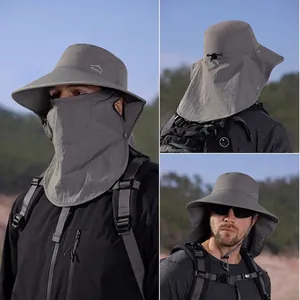 Chapeau de soleil pour homme avec cache-visage et protège-nuque pour la pêche et la randonnée