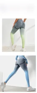 Détail de pantalon de yoga dégradé sans couture taille haute avec effet push-up