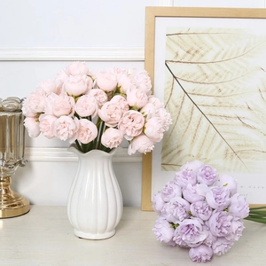 Artificial tea rose bouquets in pink and purple colors for elegant home decoration