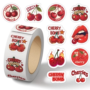 Adesivi Decorativi Rotondi A Tema Ciliegia Etichette Autoadesive Per Sigillare Buste Scrapbooking Cancelleria Motivi Pop Art Carini