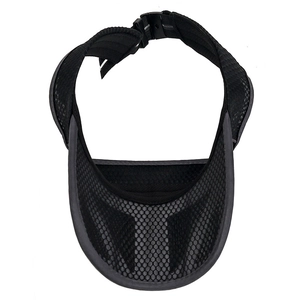 Unisex black sun visor hat with extended mesh brim and adjustable buckle for outdoor sports