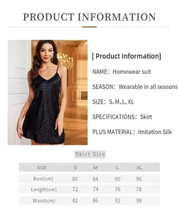 Detailed size chart for leopard print imitation silk nightgown with bust and length guide
