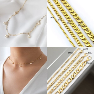Stainless Steel Chain Necklace Gold Plated With Natural Freshwater Pearl Pendant Jewelry For Women Elegant Fashion
