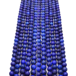 Natural Lapis Lazuli Round Stone Beads Deep Blue Polished Loose Beads DIY Necklace Bracelet Jewelry Making Accessories