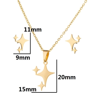 Goldenes minimalistisches Schmuckset mit Stern-Halskette und Ohrringen inkl. Maße