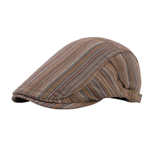 Classic colorful striped newsboy flat cap for men and women with adjustable metal buckle side