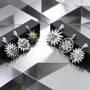 Retro Sonnengott Gesicht Anhänger Halskette Edelstahl Hip Hop Punk Stil Schmuck Für Männer Vintage Sonnenauge Accessoire