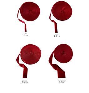 Deep red velvet ribbons in 1cm, 1.5cm, 2.5cm, and 3.8cm widths for DIY holiday decoration
