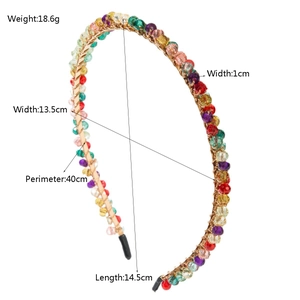 Cerchietto affascinante con perline di cristallo arcobaleno e sottile montatura dorata