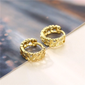 Elegant 18K gold plated hoop earrings with hollow heart shapes and minimalist geometric design