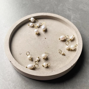 Baroque freshwater pearl pendants with gold titanium rings for DIY jewelry making
