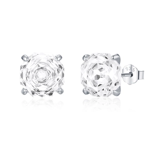 Elegant S925 sterling silver stud earrings with sparkling round cut zircon stones