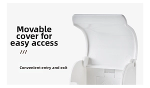 Detail view of the white manual shaver holder with a flexible flip-top lid and PP material