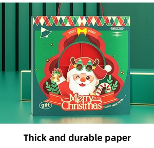 Detail of durable Christmas treat box with Santa illustration and clear window