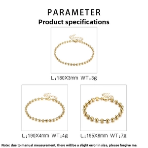 Detailed size comparison for stainless steel ball chain bracelets in 3mm, 4mm, and 6mm widths