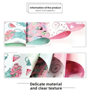 Detail of premium wrapping paper with cactus, watermelon and bicycle illustrations