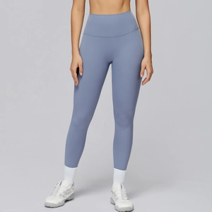 Legging de yoga taille haute bleu brume avec coupe moulante sans couture pour le fitness