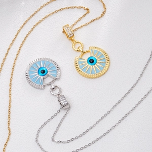Colliers pendentifs œil maléfique en or 18 carats et argent avec motif soleil et zircon