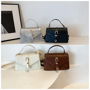 Detailed comparison of leather crossbody bags in silver, black, beige, and brown colors