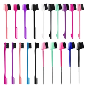 Dual-sided eyebrow and hair edge brushes in multiple colors on a white background