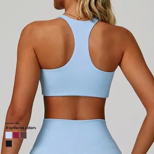 Light blue racerback sports bra and high-waist leggings set for yoga and fitness training