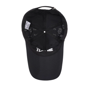 Quick-dry black cotton sun protection baseball cap with adjustable strap and inner label