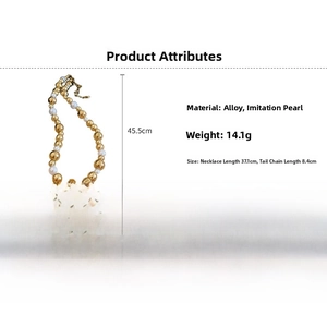 Detailed size chart for the gold bead and pearl necklace with 45.5cm total length