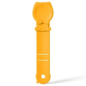 Bright yellow silicone tracker case with cat ear design and secure strap attachment