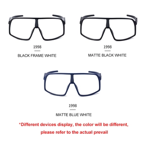 Three frames for cycling sunglasses in matte black, glossy black, and blue finishes