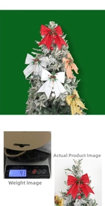 Detail view of festive Christmas bows with pine cones and berries for tree decoration