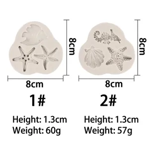 Ocean theme starfish and seashell silicone mold for DIY fondant and clay modeling crafts