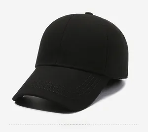 Detail view of black baseball cap with 3D VISITOR embroidery on high density cotton