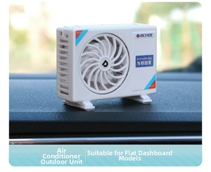 Miniature white car air conditioner model aromatherapy diffuser on dashboard